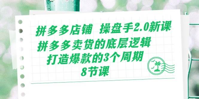 拼多多店铺 操盘手2.0新课，拼多多卖货的底层逻辑，打造爆款的3个周期-8节-春生副业网 
