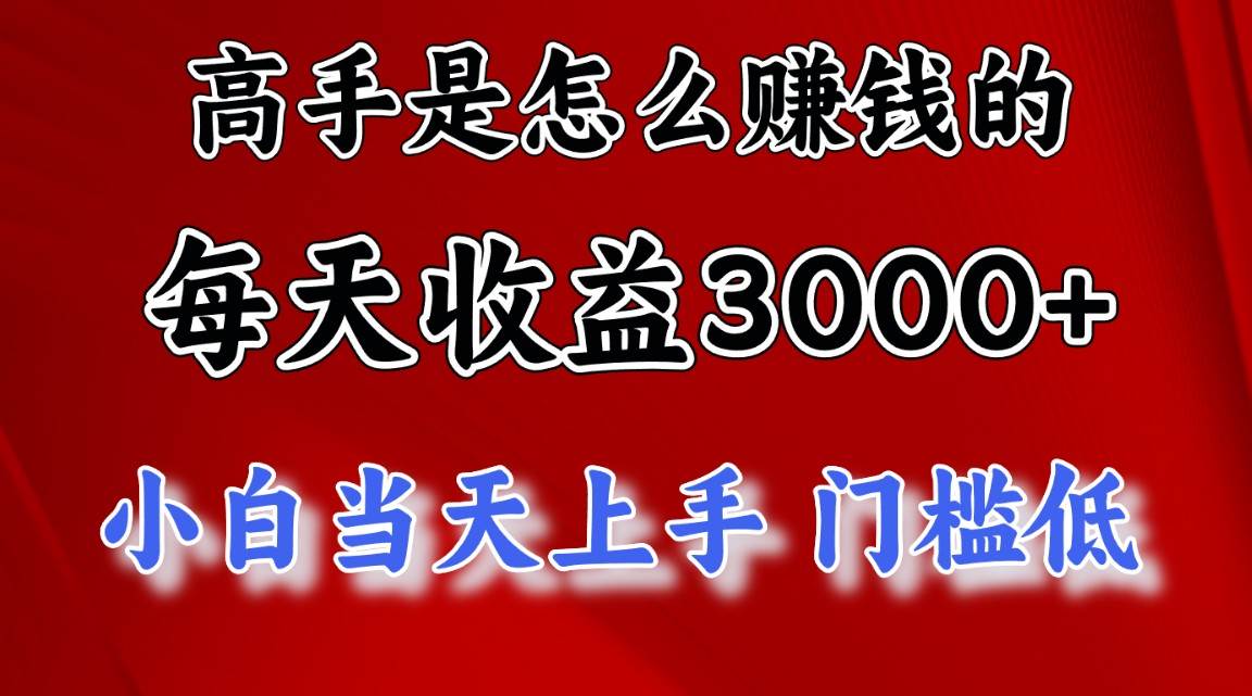 高手是怎么赚钱的，一天收益3000+ 这是穷人逆风翻盘的一个项目，非常…-春生副业网 