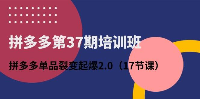 拼多多第37期培训班：拼多多单品裂变起爆2.0（17节课）-春生副业网 