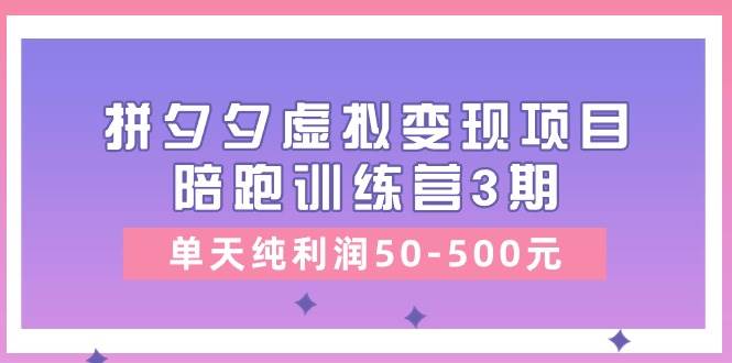 某收费培训《拼夕夕虚拟变现项目陪跑训练营3期》单天纯利润50-500元-春生副业网 