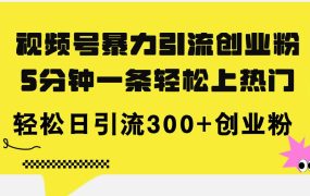 视频号暴力引流创业粉,5分钟一条轻松上热门,轻松日引流300+创业粉-春生副业网