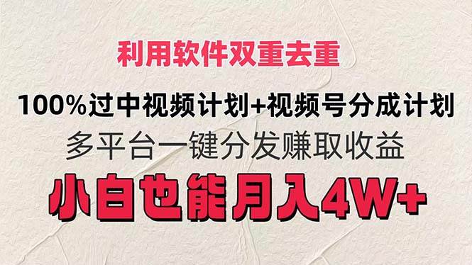 利用软件双重去重，100%过中视频+视频号分成计划小白也可以月入4W+-春生副业网 