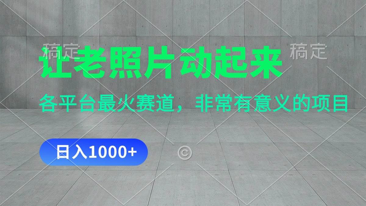 让老照片动起来，一天变现1000+，各平台最火赛道，看完就会-春生副业网 