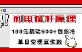 利用杠杆100元撬动500+创业粉,单日变现5位数-春生副业网
