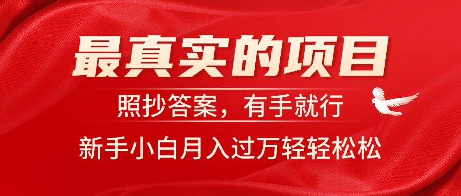 最真实的项目，照抄答案，有手就行，新手小白月入过万轻轻松松-春生副业网 