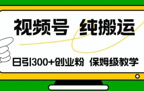 视频号纯搬运日引流300+创业粉，日入4000+-春生副业网 