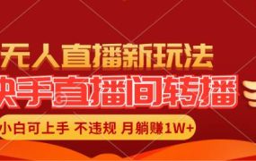 快手直播间转播玩法简单躺赚，真正的全无人直播，小白轻松上手月入1W+-春生副业网 