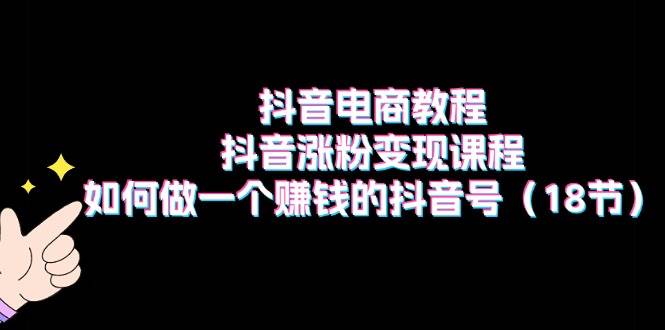 抖音电商教程：抖音涨粉变现课程：如何做一个赚钱的抖音号（18节）-春生副业网 
