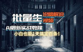 【AI最新实战教程】日入600+，批量生成说唱解说视频，小白也能1天搞定百条-春生副业网 
