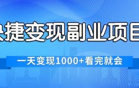 快捷变现的副业项目，一天变现1000+，各平台最火赛道，看完就会-春生副业网 