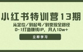 小红书特训营13期,从定位/到起号/到变现全路径,0-1打造赚钱IP,月入10w+-春生副业网