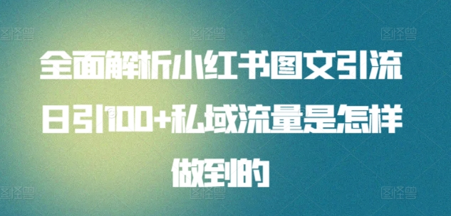 全面解析小红书图文引流日引100私域流量是怎样做到的-春生副业网 