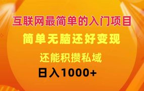 互联网最简单的入门项目：简单无脑变现还能积攒私域一天轻松1000+-春生副业网 