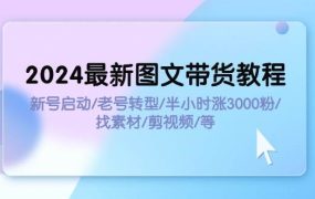 2024最新图文带货教程：新号启动/老号转型/半小时涨3000粉/找素材/剪辑-春生副业网 