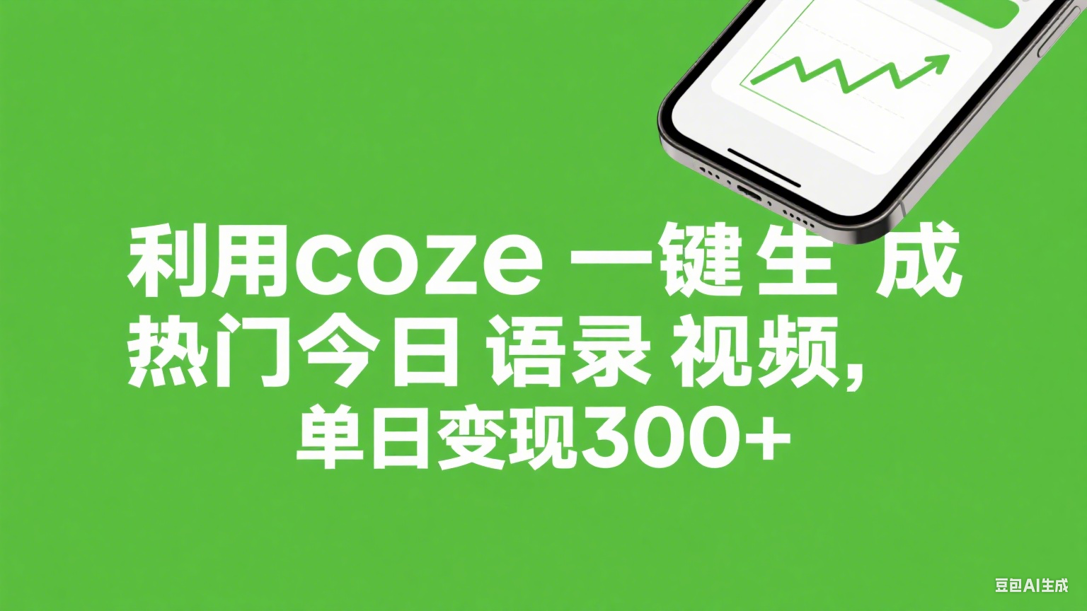 利用coze一键生成热门今日语录视频，单日变现300+-春生副业网 