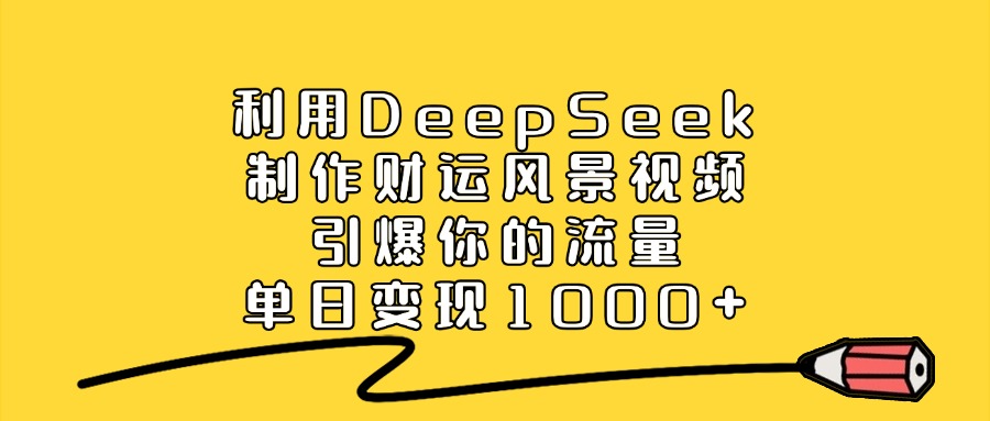 利用DeepSeek制作财运风景视频，引爆流量，单日变现1000+-春生副业网 