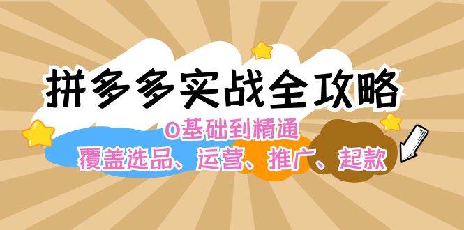 拼多多实战全攻略：0基础到精通，覆盖选品、运营、推广、起款-春生副业网 