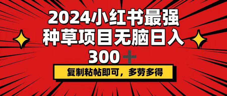 2024小红书最强种草项目，无脑日入300+，复制粘帖即可，多劳多得-春生副业网 